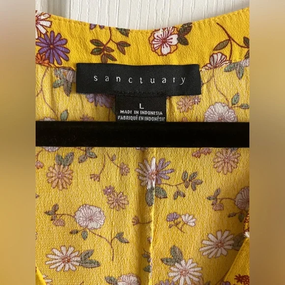 Sanctuary Anthropologie Floral Sleeveless Button Down Top Yellow Dandelion Daisy - Picture 9 of 14